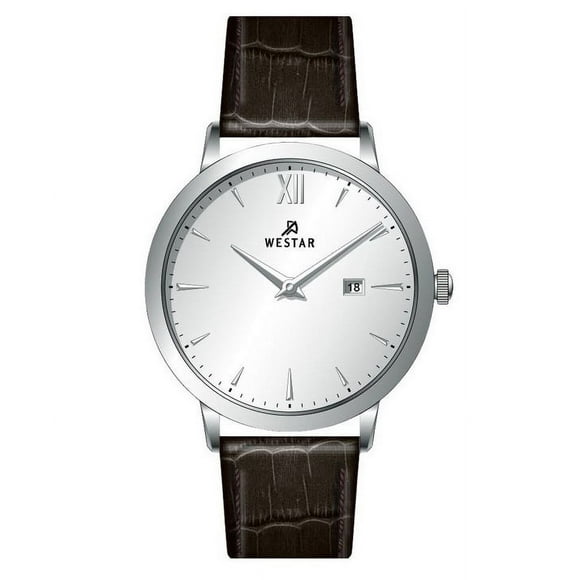 Reloj Westar Profile Leather Strap Silver Dial Quartz 50214STN127 Men's Watch