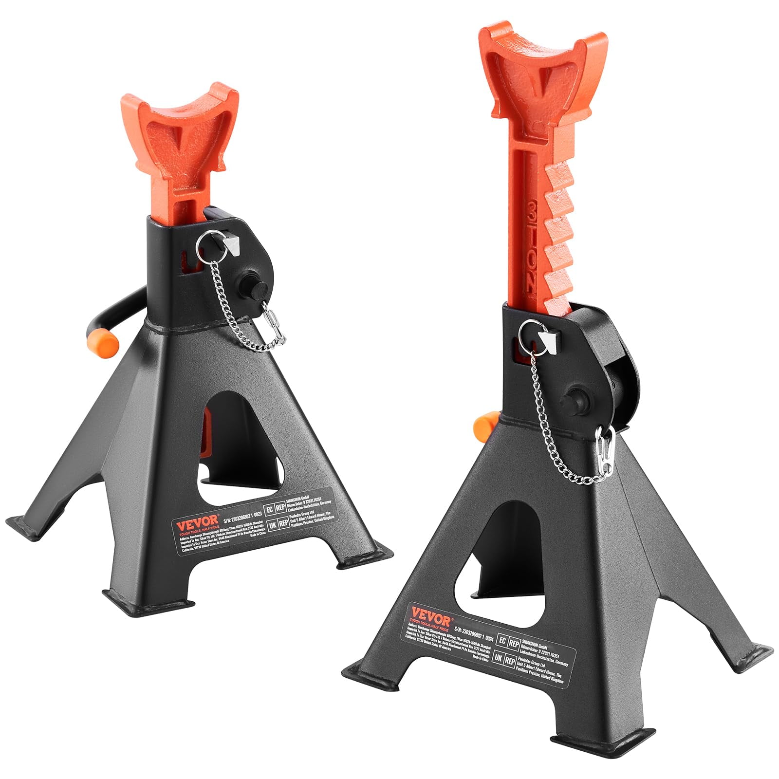 Auto Jack Stands Vevor Con Capacidad De 3 Toneladas (6,000 Libras) Con Doble Cierre