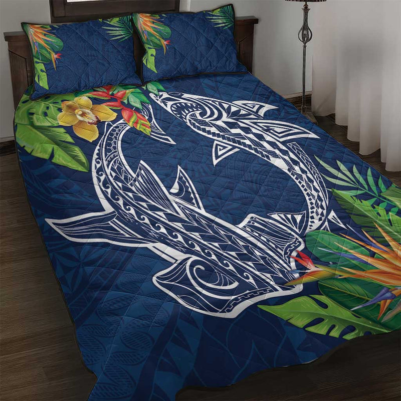 Milsleep - Juego De Cama Colcha Polinesia Sharks Duo Tropical Navy Lt7