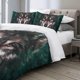 thumbnail image 3 of Moon Wolf Bedding Green Watercolor Forest Wolf Landscape Duvet Cover Sets 3 Pieces Wild Animal Bedding Set, 3 of 5