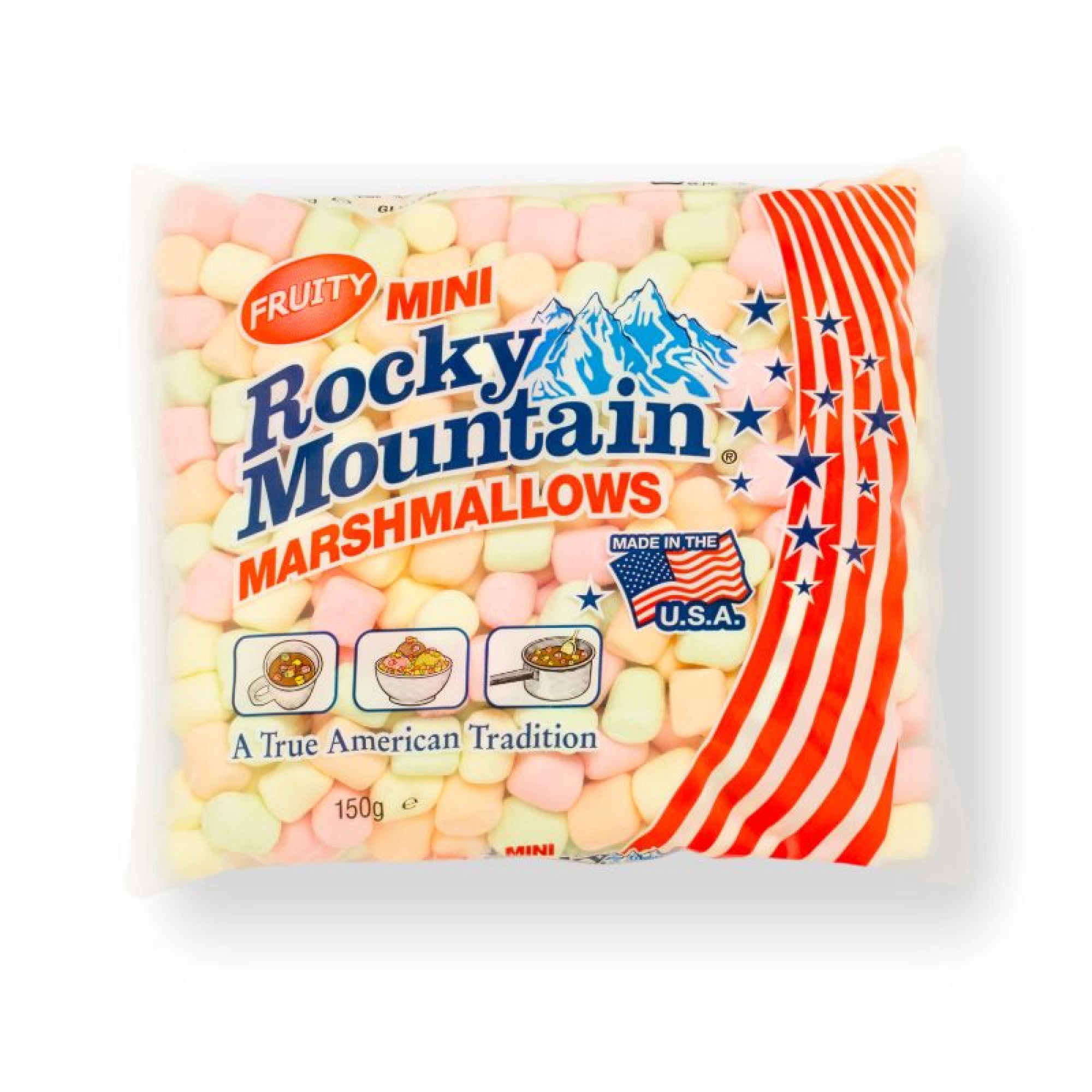 Marshmallows Clásico Regulares Sabor A Fruta 150 g Rocky Mountain