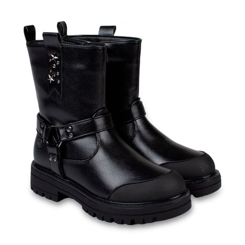 Pillin - Bota Niña Biker Hebilla Negro