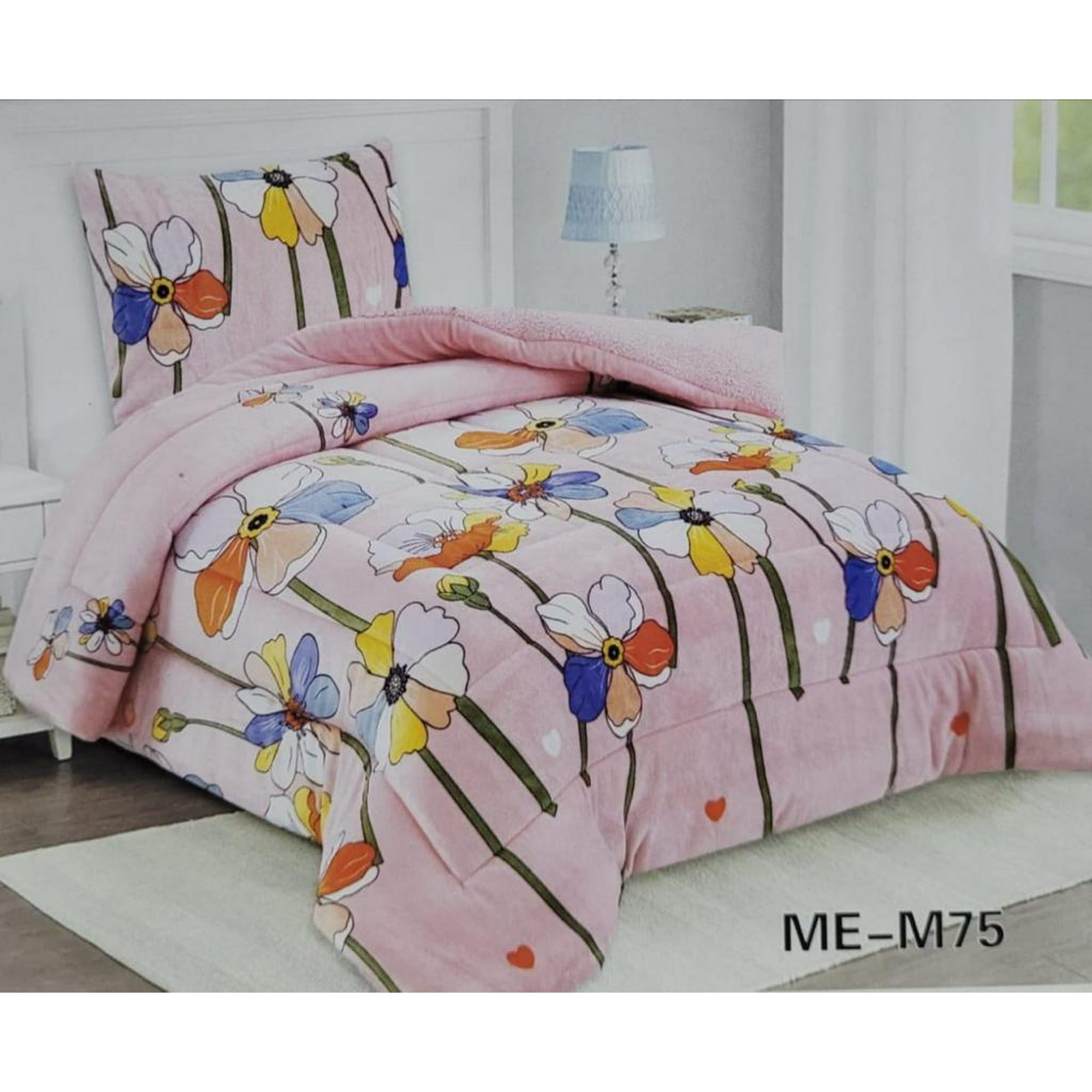 Genérico - Cobertor Chiporro 1 1/2 Plazas - Palo Rosa Flores M75