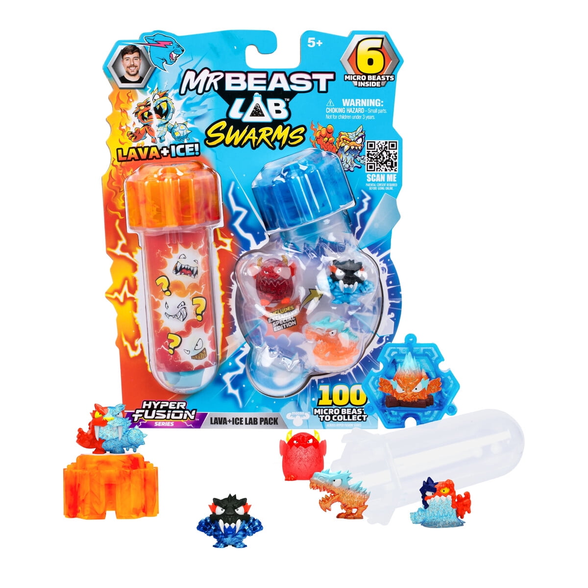 Mrbeast Lab Swarms Hyper Fusion Lava Ice Pack 6 Mini Figuras