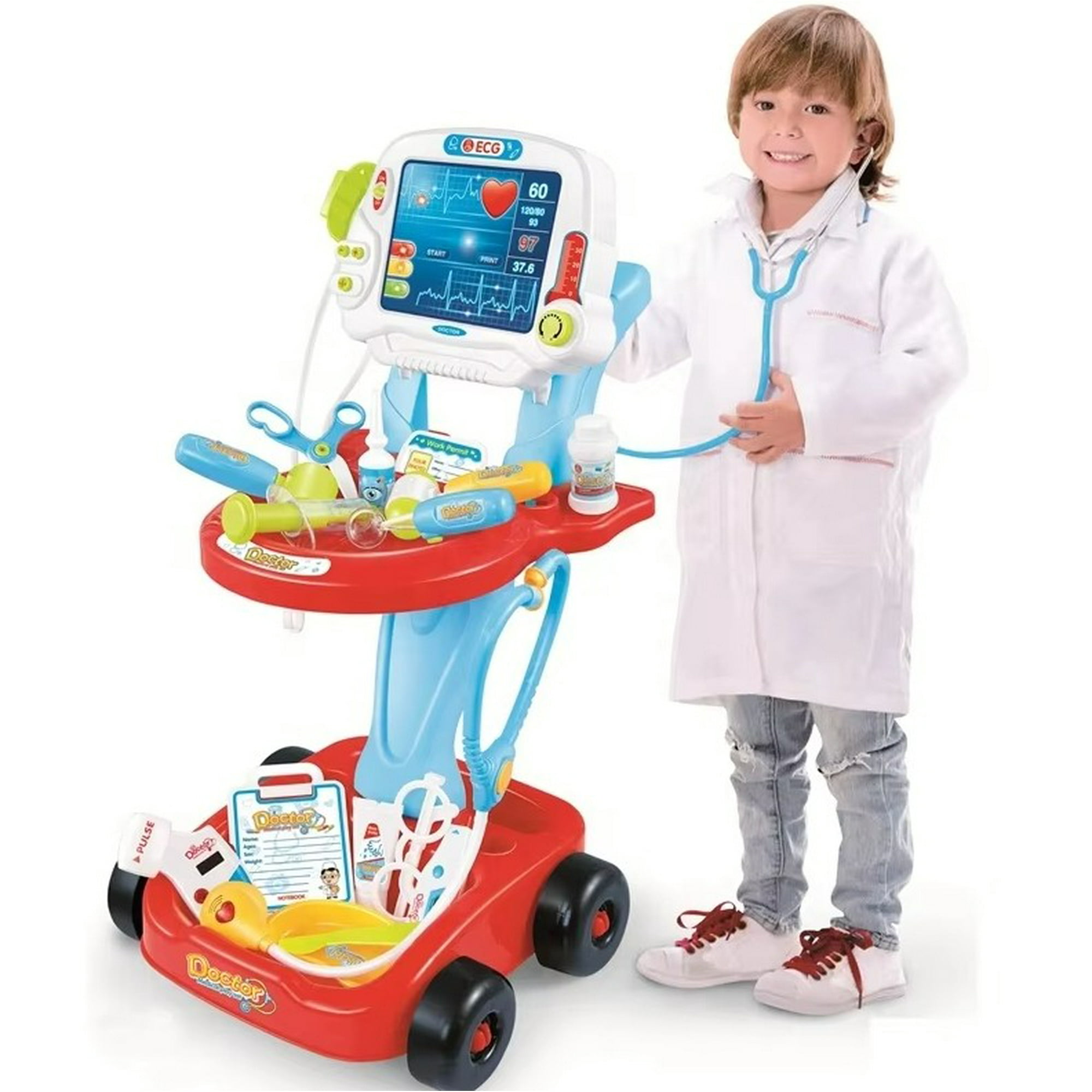 Carrito Juguete Doctor Azul 17 Piezas