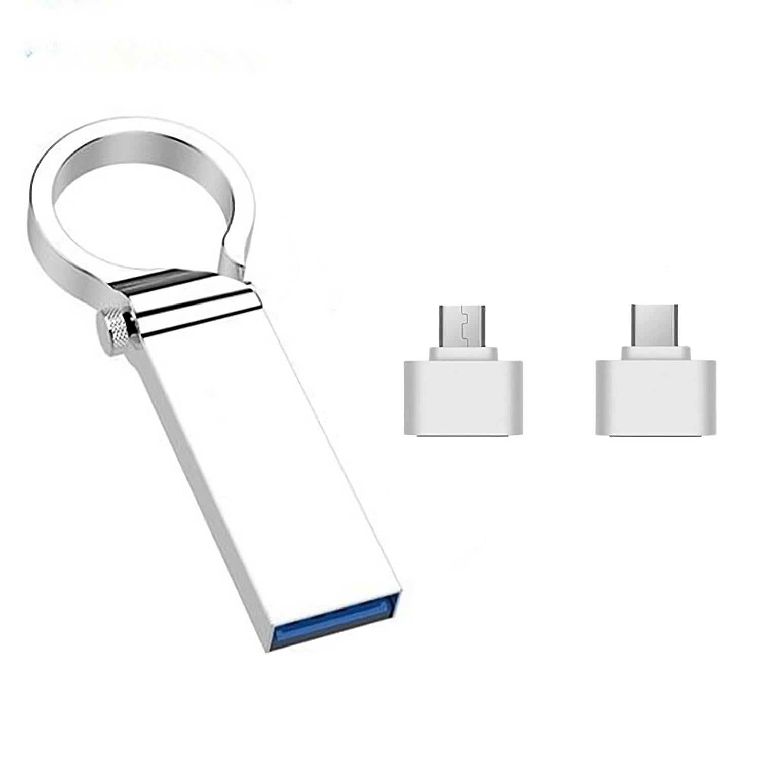 Genérica - Pendrive Llavero 2 Tb - 3.0 + Adaptador Otg Y Tc Plateado S