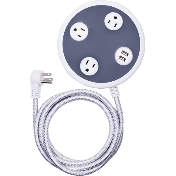 Regleta Jasco 2,4 m 3 enchufes 2 USB 450 julios