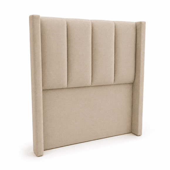 Respaldo de cama 1 plaza tubular lino beige