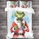 thumbnail image 3 of Juego de funda nórdica con estampado 3D de monstruo de pelo verde, de microfibra suave, para adultos, adolescentes y niños, 3 piezas con fundas de almohada con cremallera, ideal para Navidad, 3 of 3