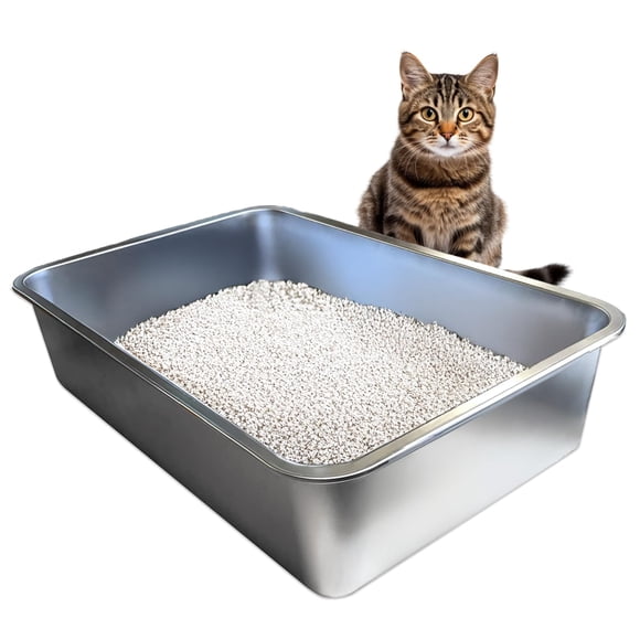 Caja de arena para gatos iPrimio XL de acero inoxidable, libre de olores