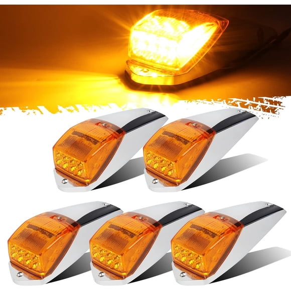 Luz Marcador de Cabina Partsam 5 Piezas 17 LED Ámbar Cromo
