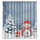 thumbnail image 1 of Cortina de ducha con diseño de muñeco de nieve navideño congelado, juego de cortina de baño con ganchos, tamaño 66 x 72 pulgadas, 1 of 3