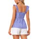 thumbnail image 3 of INSPIRE CHIC Blusa de Cuadros con Peplum para Mujer de Regreso a Clases Cuello Cuadrado Sin Mangas Verano M Azul Real, 3 of 6