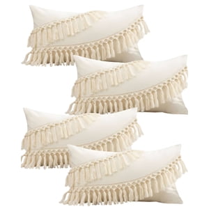 Genérico - Pack De 4 Fundas De Cojin Fleco Lino 30X50 Beige 02