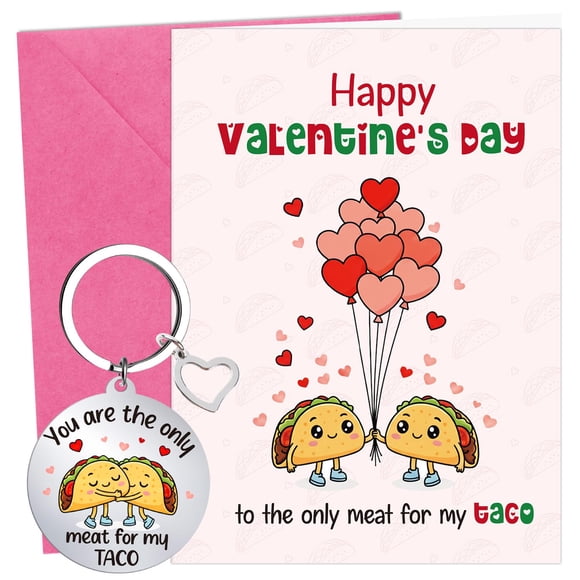 Tarjeta de regalo de San Valentín Silkovahamd Taco con llavero