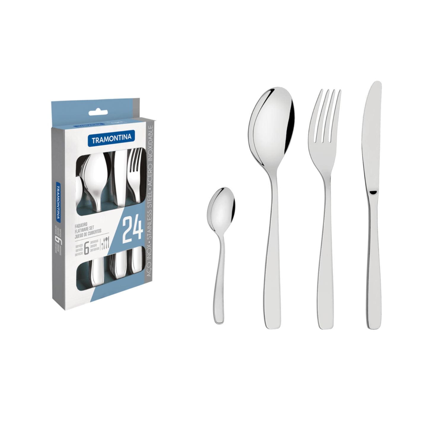 Tramontina - Cubiertos Cosmos Cuchillo Mantequilla 24 Piezas Acero Inoxidable