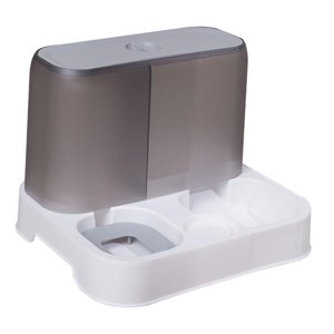 Ioensy - Alimentador De Mascotas Fuente De Bebida Alimentador De Gravedad De Gran Capacidad Gato Perro Cuenco Plato Gris