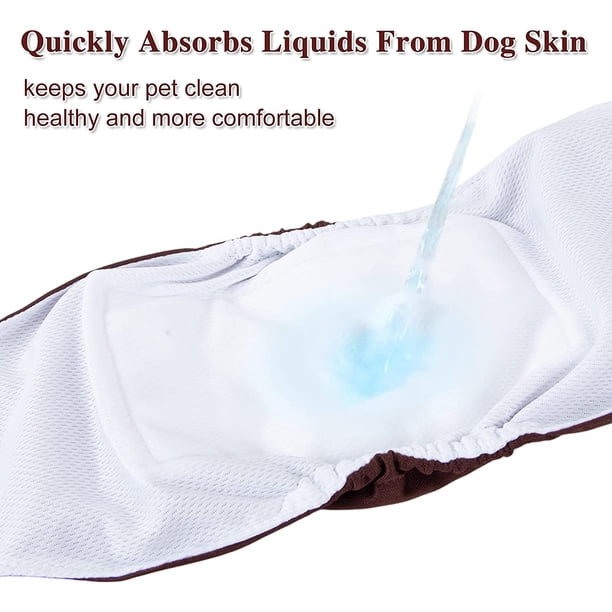 Pañales lavables para perros machos (paquete de 3). Banda abdominal reutilizable para perros machos, gran absorción de agua y sin fugas. Pañales ajustables, cómodos y duraderos para cachorros.