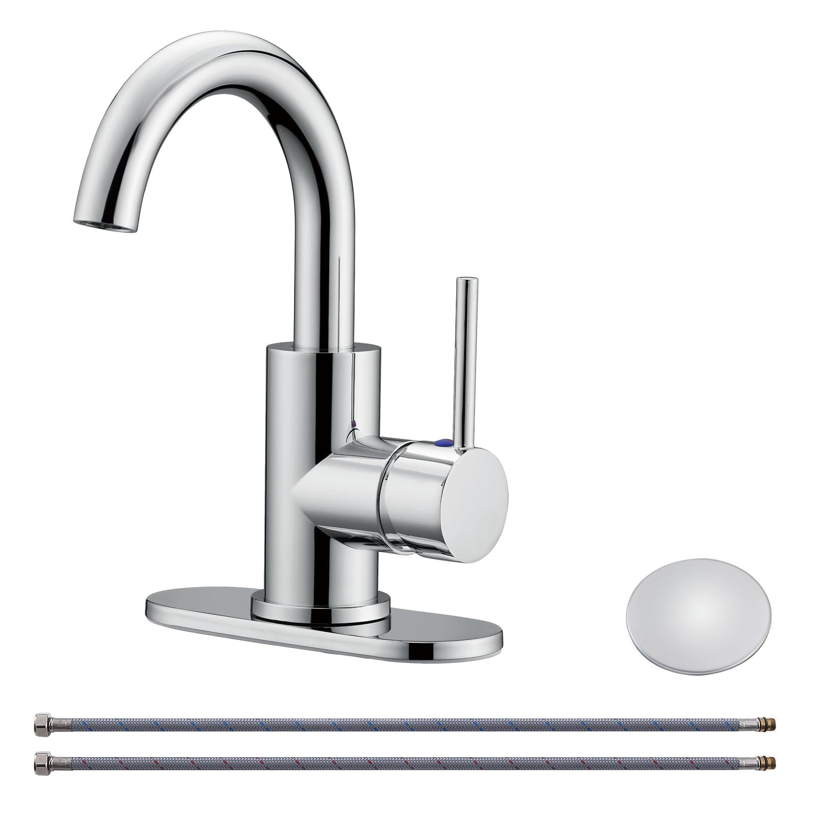 Grifo Mezclador De Lavabo De Baño De Fregadero De Una Sola Palanca Retro Grifo Bano Mezclador Lavabo Monomando Para Agua Fria Caliente Cromado Corto 98555324