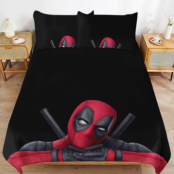 Deadpool Bedding Sets Ultra Soft Skin-Friendly Duvet Cover 3 Piece, Cute Comforter Cover Bed Set for Boys Girls Kids