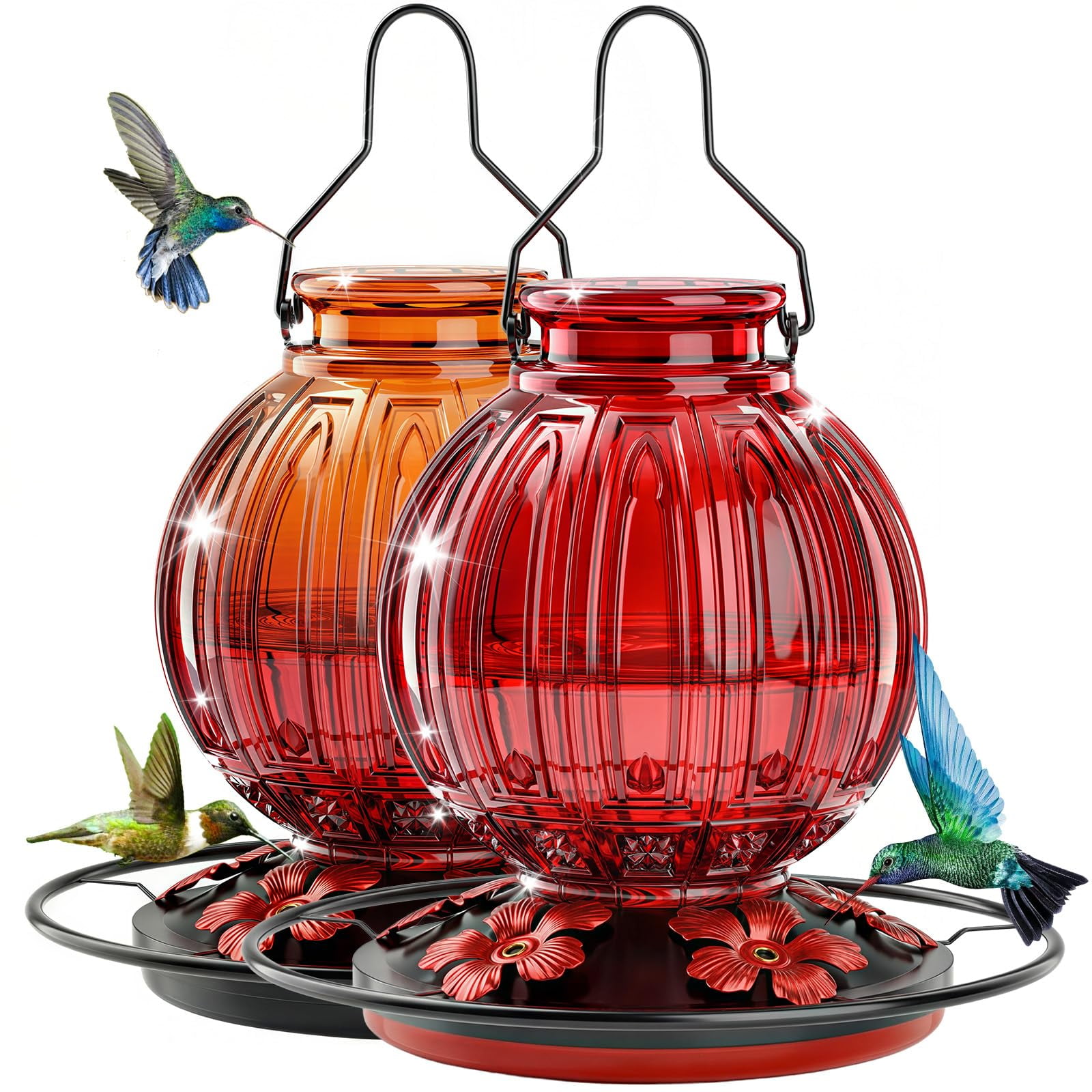 Alimentador de colibrí Grete Gotye Pack de 2 740 ml Rojo/Naranja