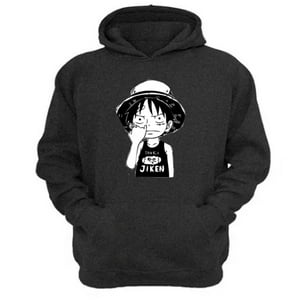 Genérico - Polerón Canguro Luffy Gris Oscuro Talla Xs Unisex