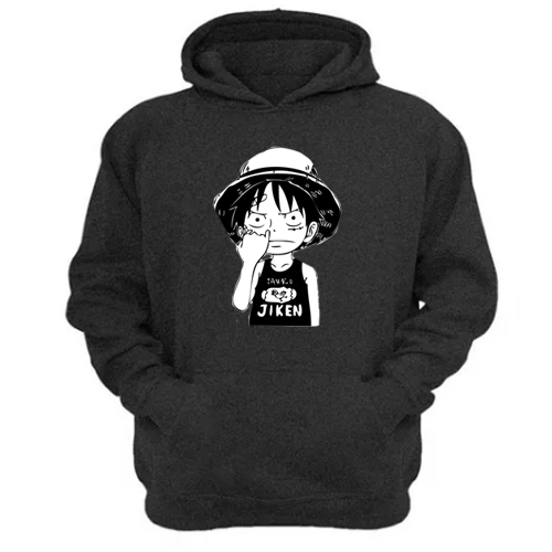 Genérico - Polerón Canguro Luffy Gris Oscuro Talla Xl Unisex