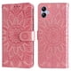 thumbnail image 1 of Funda tipo cartera FOXDOCK para Samsung Galaxy A04E , diseño girasol en relieve, cuero PU, cierre magnético, soporte y tarjetero, 1 of 5