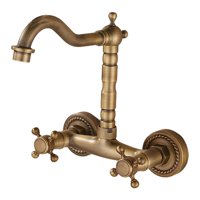 Magideal - Grifo De Cocina Montado En La Pared Para Agua Fría Y Caliente, Grifo Mezclador Flexible Con Doble Manija Para Restaurantes, Vehículos Recreativos Y La Alto