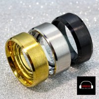 Impormapu - Anillo Titanio Moda 2023 Acero Quirurgico Acero Inoxidable Chile Hombre Caballero Dama Cuadrado Dorado Negro Y Plata