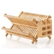 thumbnail image 1 of Estante para platos HBlife, de bambú, plegable, de 2 niveles, con soporte para utensilios, 1 of 6