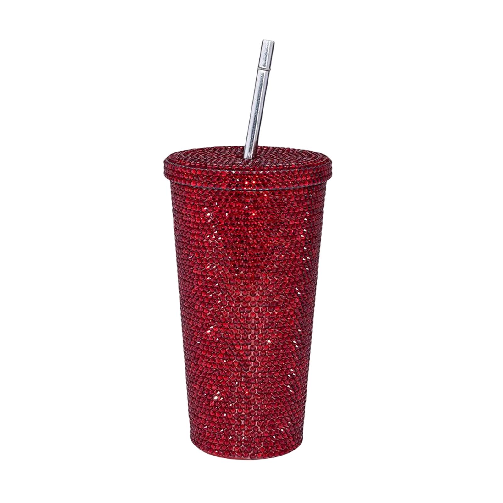 Magideal - Taza Aislada Portátil Brillante, Vasos De 17.6 Oz A Prueba De Fugas Con Tapa Kit De Cepillo De Limpieza Para Bebidas Frías , Nuevo Rojo 500Ml