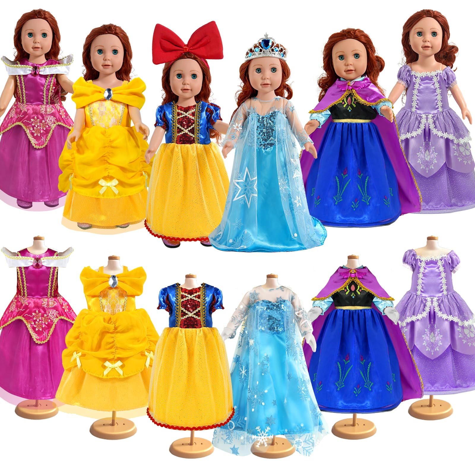 Disfraz De Princesa Wondoll De 18 Pulgadas, 6 Unidades