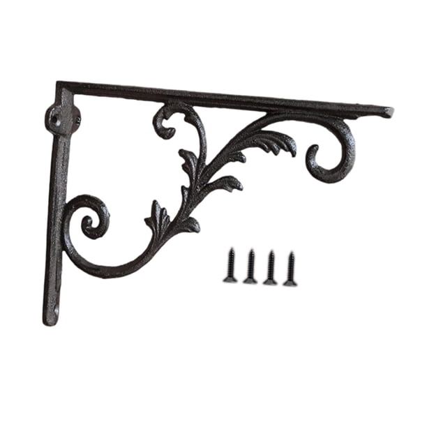 Soporte de estante de hierro decorativo, soporte de estante de hierro fundido antiguo resistente, soporte de pared rústico para jardín, soporte de est Estilo C