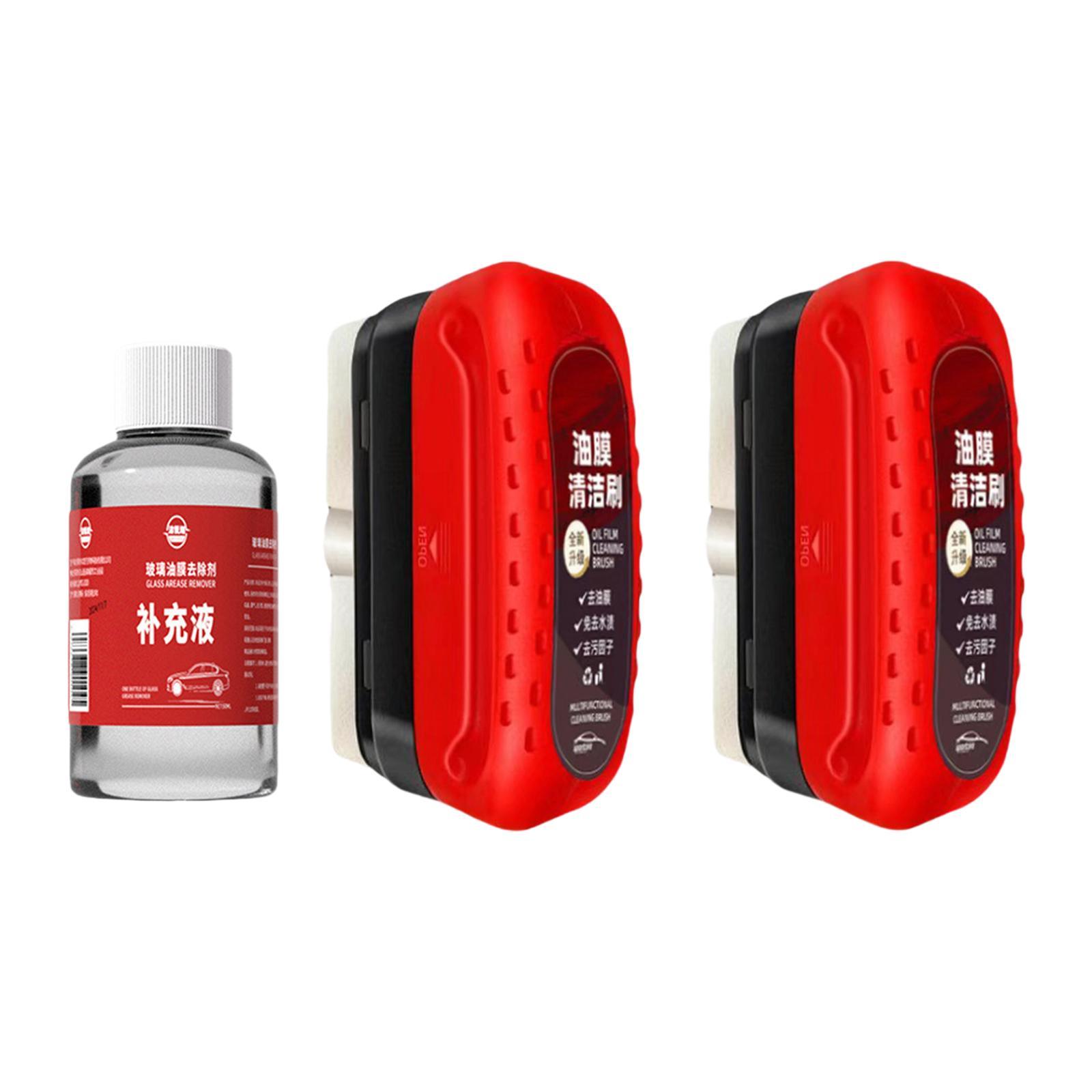 Magideal - Cepillo De Limpieza De Película De Aceite Automotriz Cepillo De Mantenimiento Para Remover Película De Aceite De Vidrio Mejora Fácilmente La Visibilidad Del Tablero De Cepillo Rojo De 2Pcs