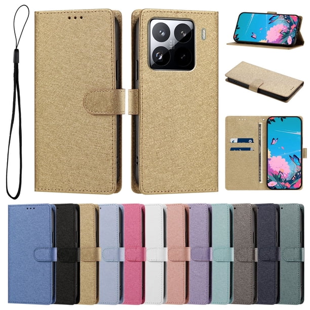 Funda Cartera de PU para Xiaomi 15 Pro con Tarjetas, Dorado