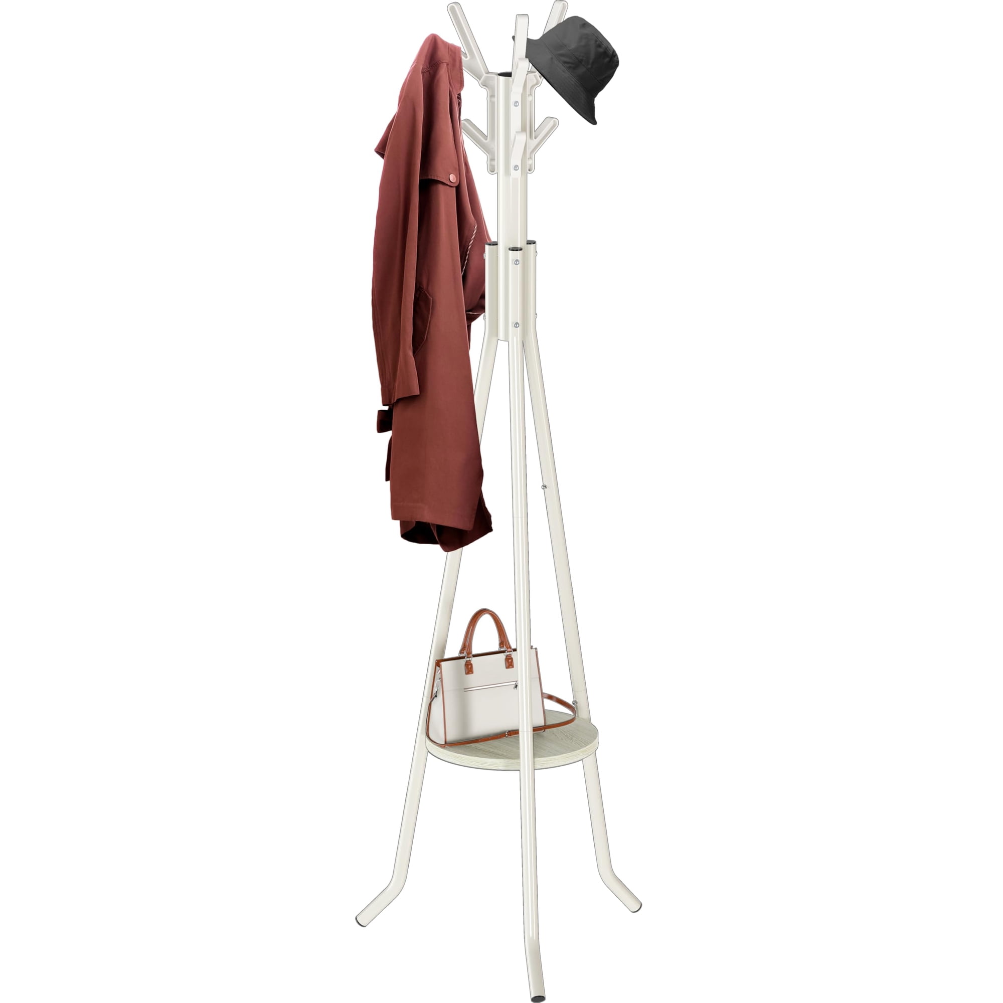 Simple Houseware - Perchero Sencillo Para El Hogar, Independiente, Con Estante, 9 Ganchos, Blanco