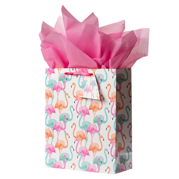 Bolsa de Regalo Bobobag 33 cm con diseño de flamenco y papel de seda