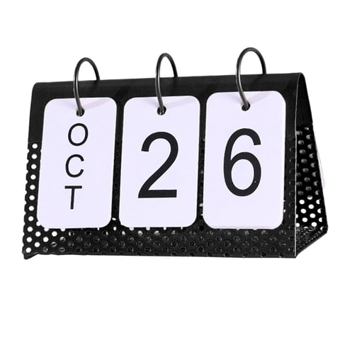 Bothyi - Calendario Perpetuo Con Tapa Simple, Mesa Para El Hogar, Adornos De Oficina Independientes, Negro