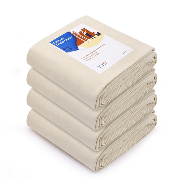 Paño protector de lona de algodón REDIBLUE 122 x 366 cm, 8 oz, paquete de 4