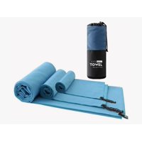 Atlas - Pack X3 Toallas Microfibra Celeste