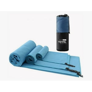 Atlas - Pack X3 Toallas Microfibra Celeste