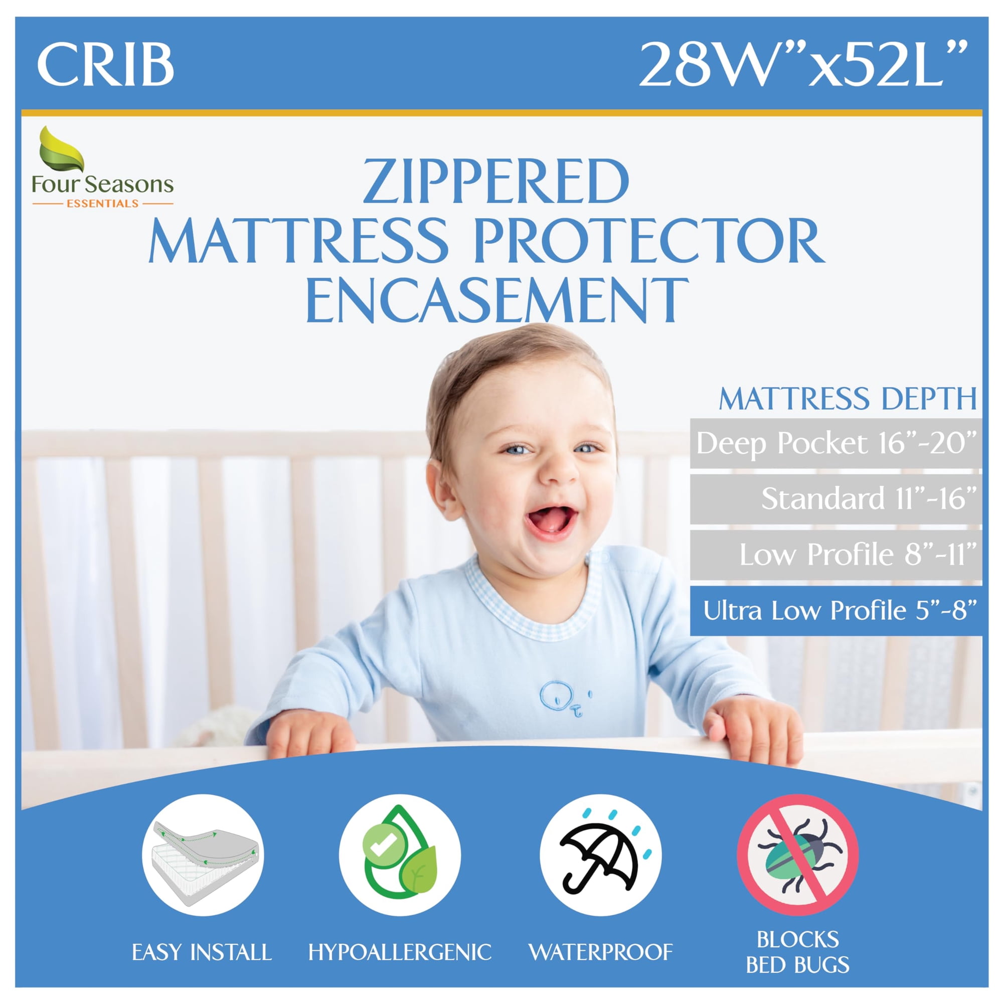 Protector De Colchón Impermeable Para Cuna Four Seasons Essentials