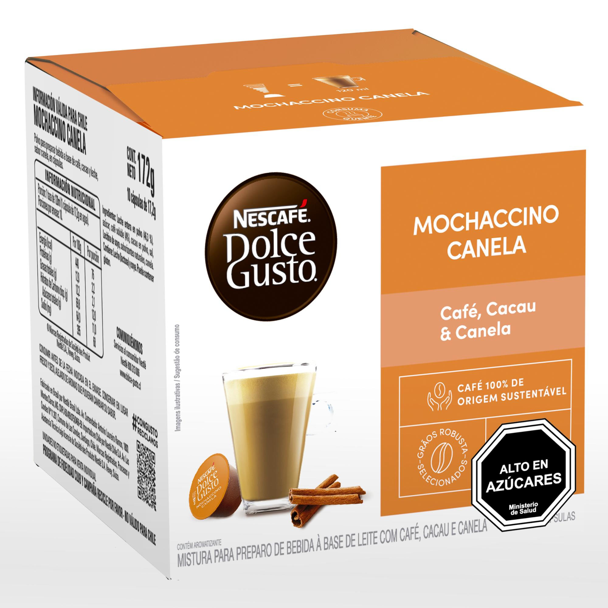 Nescafé Dolce Gusto - Café Instantáneo Mochaccino Canela 10 Tazas