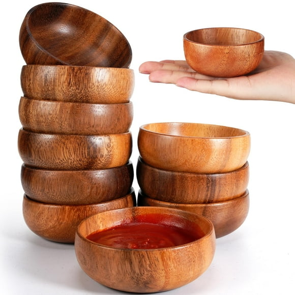 Bandeja para ensaladas de madera de acacia Skylety de madera de madera de acacia, 10 unidades