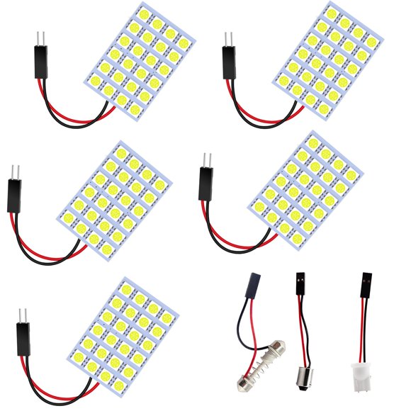Panel LED tipo domo YM E-Bright 5050, 24 SMD, 8000 K, 12 V, paquete de 5