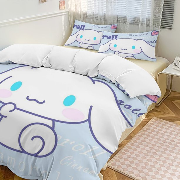 Cinnamoroll 3-Piece Twin Bed Set - Includes 1 Single Comforter And 2 Pillowcases Bedding - Fade Resistant Microfiber - Cinnamoroll