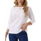 thumbnail image 1 of INSPIRE CHIC Estilo Blusa de Mujer con Mangas Murciélago 3/4 Tops Verano Casual con Ojales Cuello Redondo Túnica Camisetas XL Blanco, 1 of 6