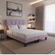 thumbnail image 4 of Cama Dos Plazas con Colchon + Pack de Almohadas Tapizado en Lino Morado Claro, 4 of 6