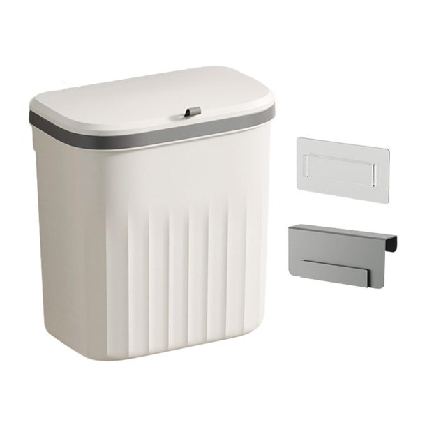 Contenedor De Basura Montado En La Pared Contenedor De Compost De Cocina Para Camping Baño Dormitorio Blanco 12L
